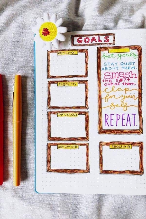 CATEGORIZED GOALS BOARD LAYOUT