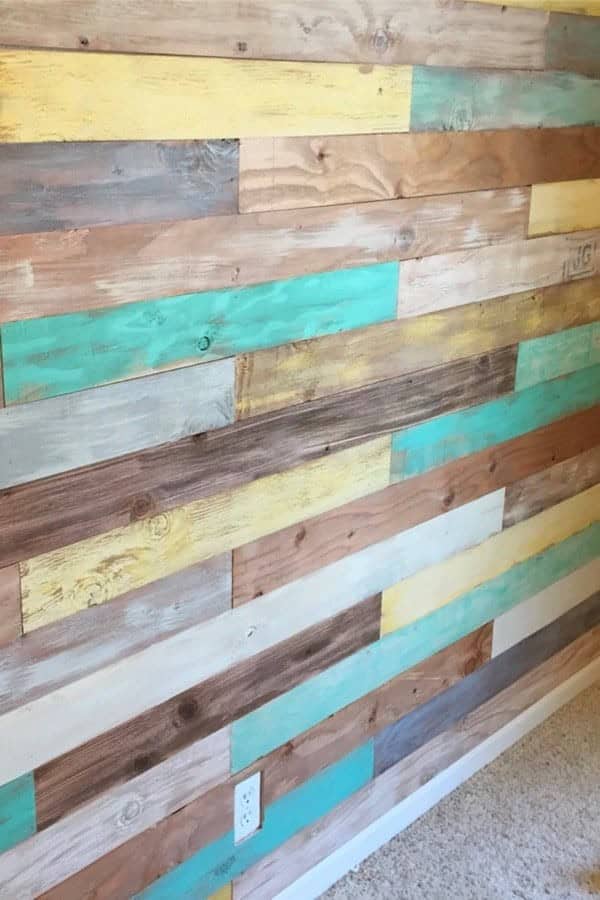 Wood Wall With Blue Accent