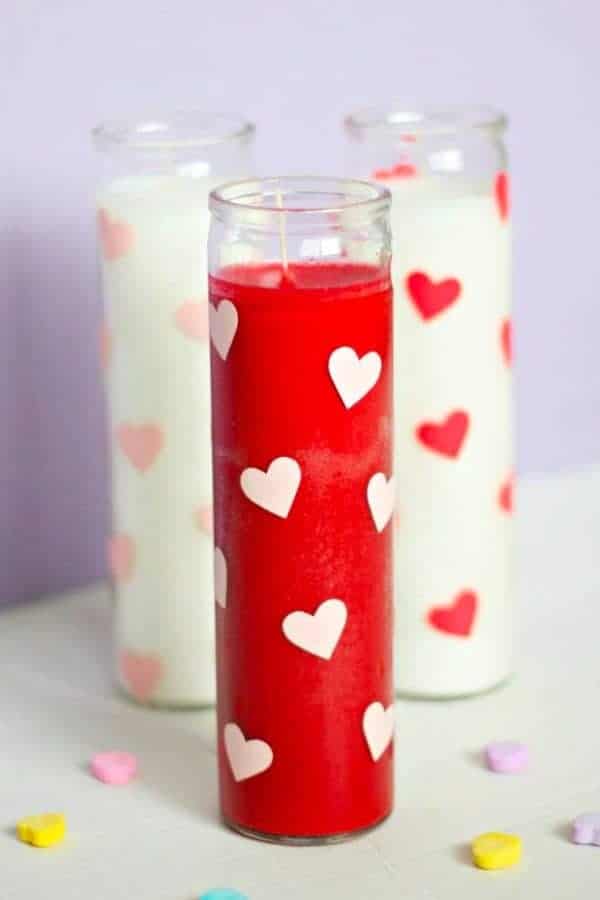 DIY VINYL HEART CANDLES