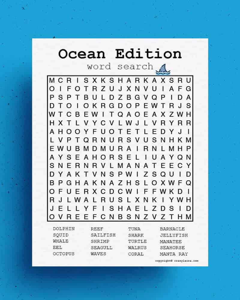 Ocean Word Search Hard