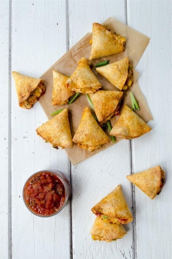 Air-Fried Chicken Stuffed Tortillas with Peppers and Corn