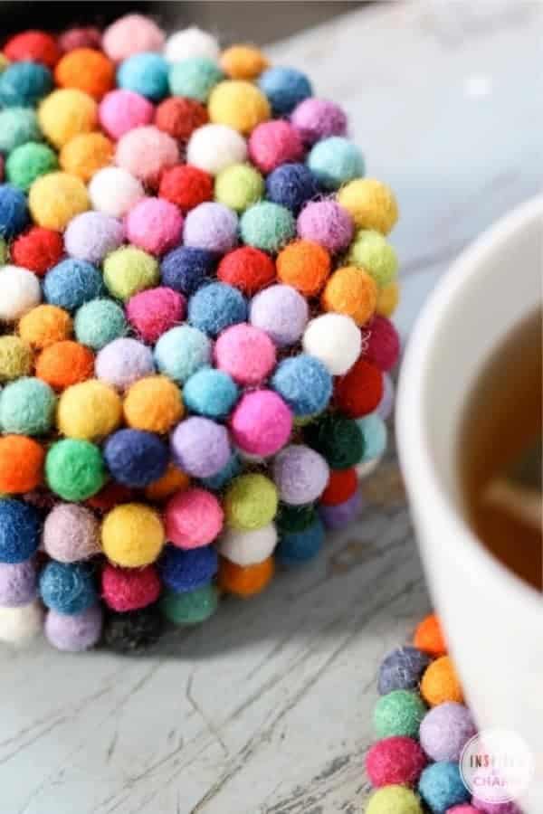 DIY Wool Felt Ball Coasters