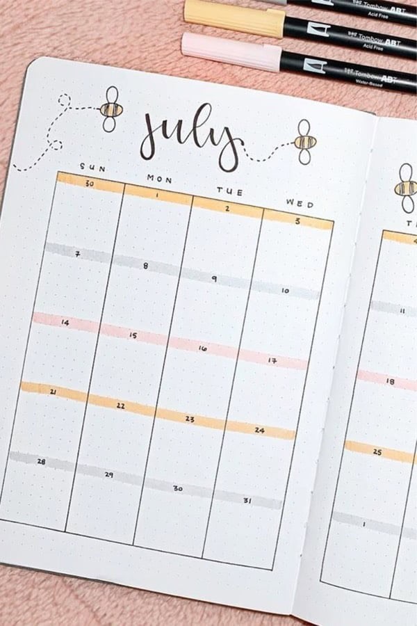 Bee July Monthly Layout