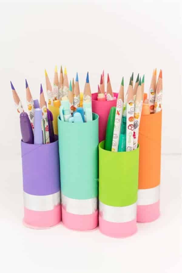 DIY Paper Roll Pencil Cups