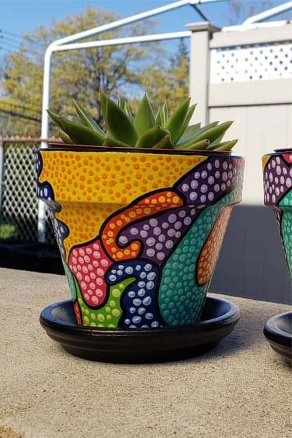 Hand Painted Succulent Pot