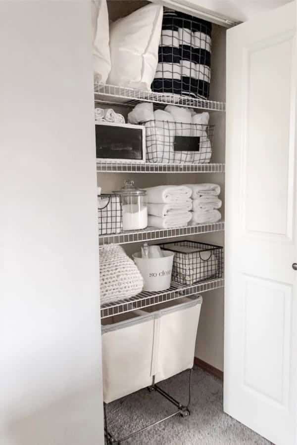 Black & White Linen Closet Storage