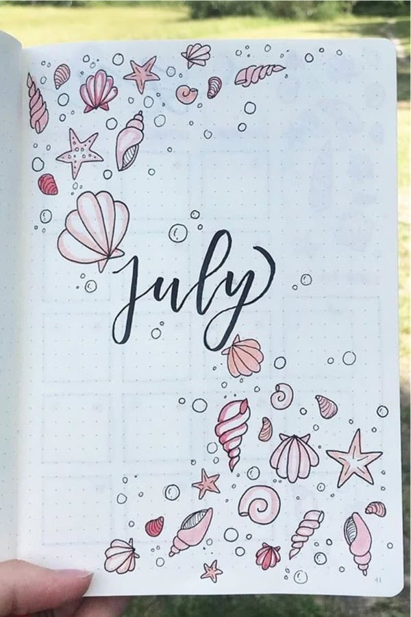 July Cover With Shell Drawings