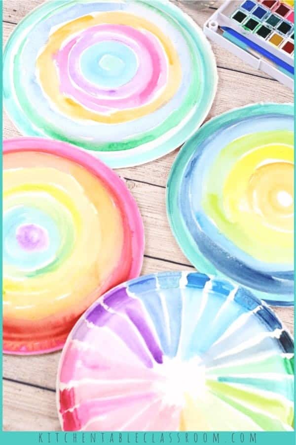 Colorful Painted Paper Plate Vases