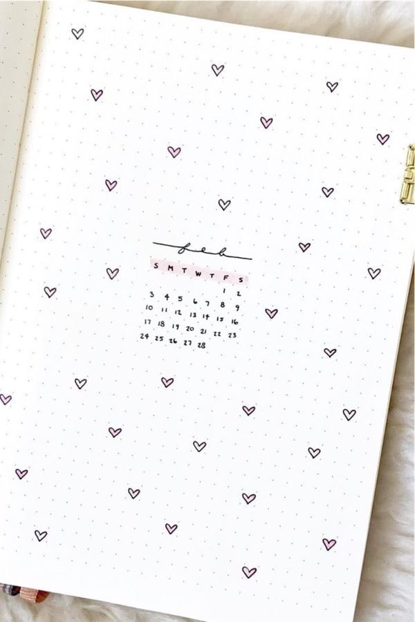 Pink Heart Bujo Spread