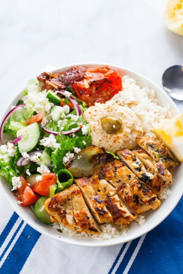 Mediterranean Chicken Rice Bowls