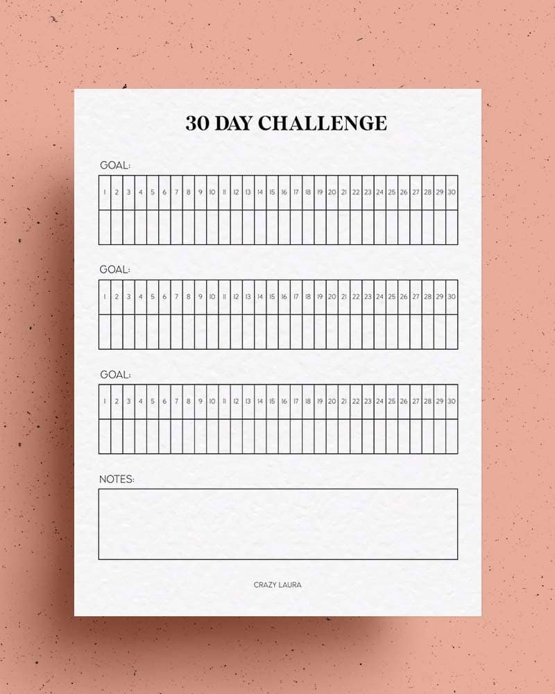 Detailed 30 Day Challenge Tracker