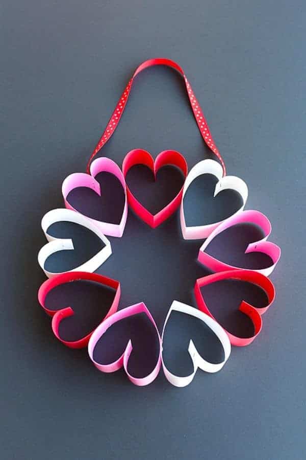 STAPLED PAPER HEART WREATH