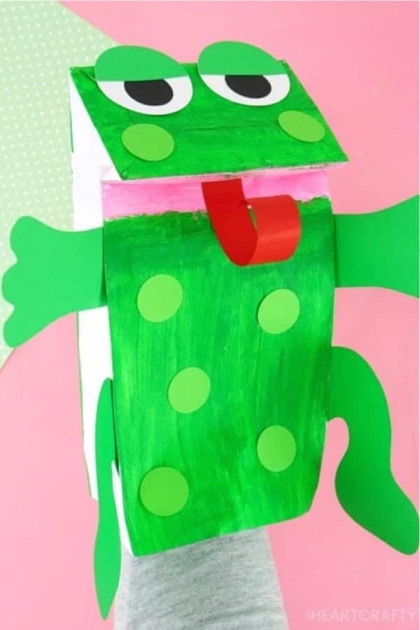 Paper Bag Frog Puppet with Pattern