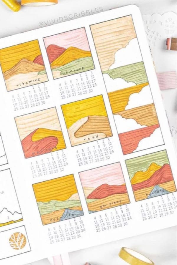 Colorful Mountain Theme Habit Tracker