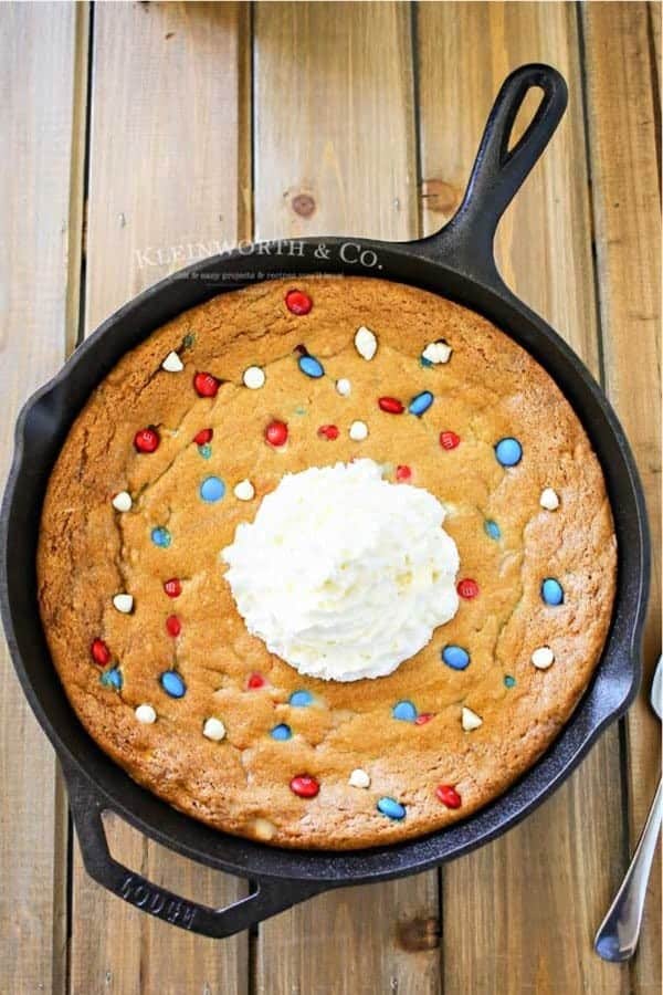 Patriotic Chocolate Chip Skillet Cookie