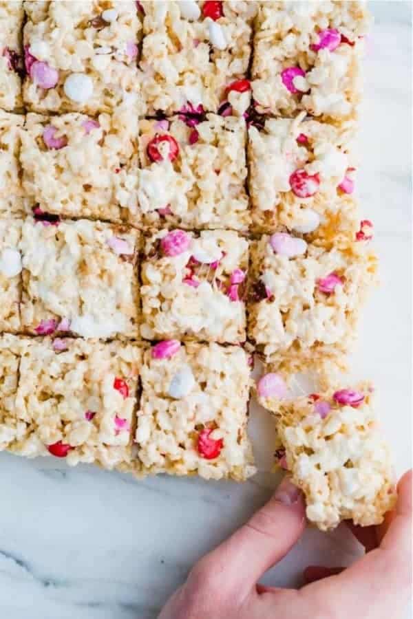 Valentine’s Day M&M Rice Krispie Treats