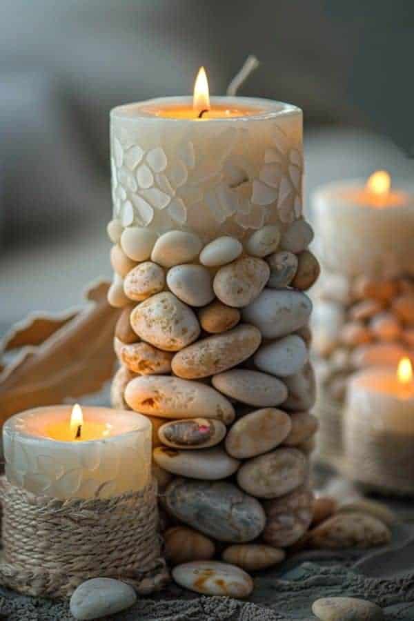 PEBBLE PILLAR CANDLES