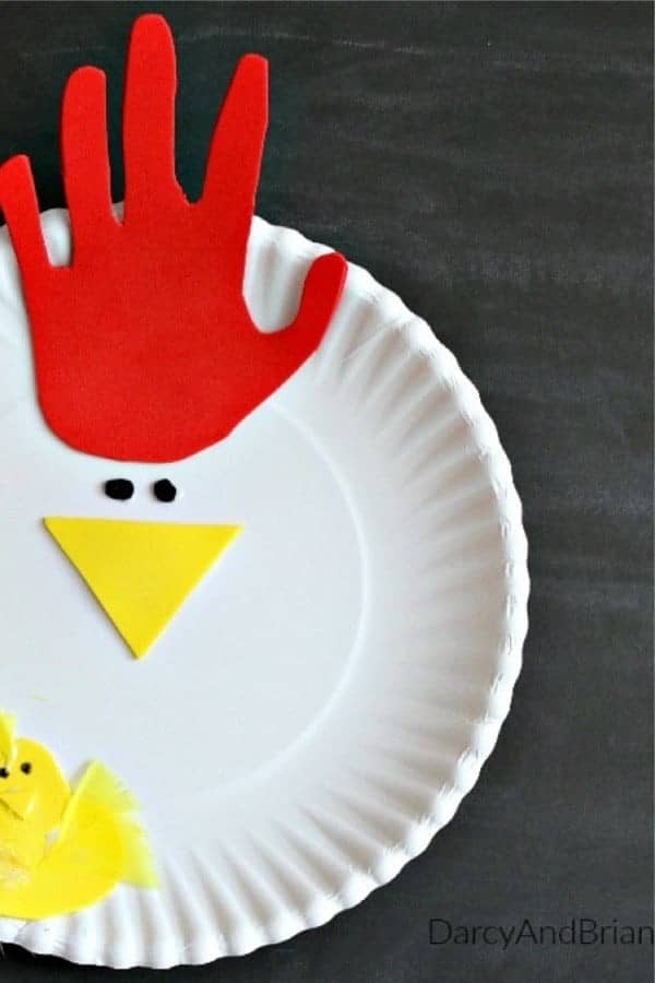 Handprint Chicken Paper Plate Craft