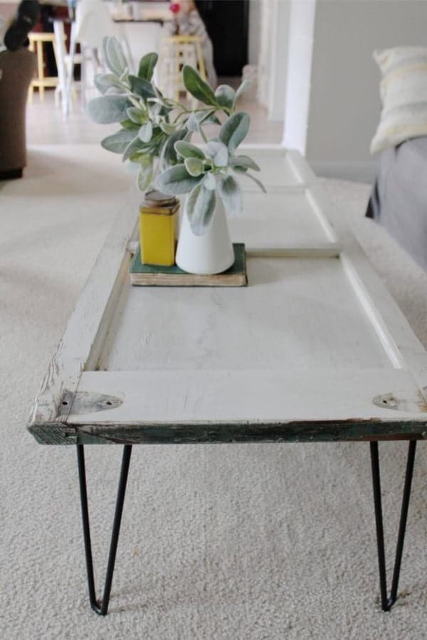 DIY Coffee Table Using a Salvaged Shutter