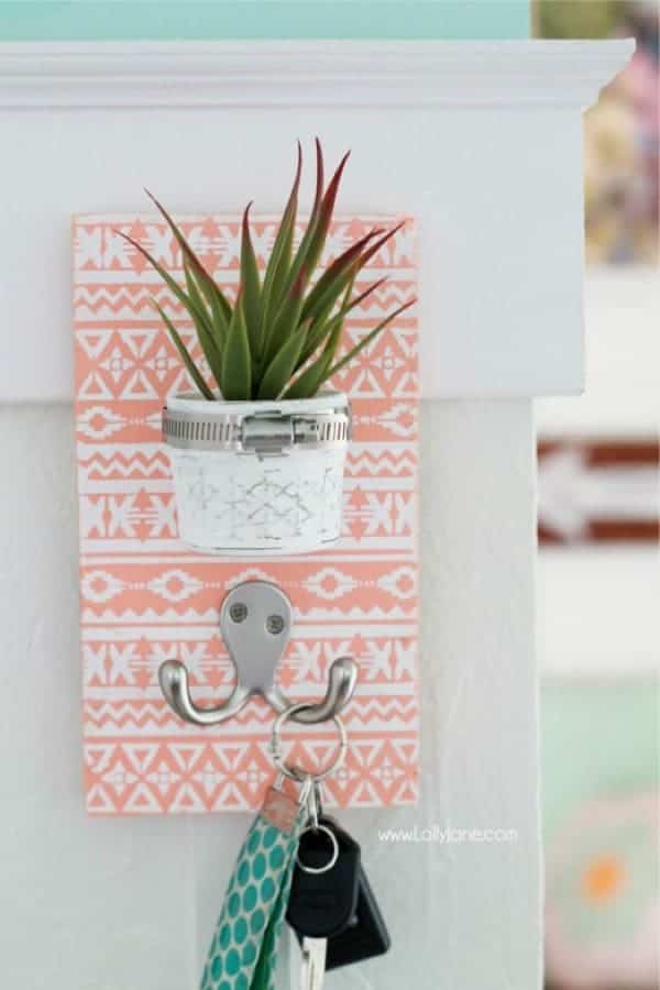 Small DIY Succulent Key Hook