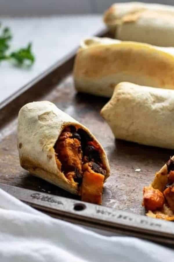 VEGAN SWEET POTATO AND BLACK BEAN BREAKFAST BURRITOS