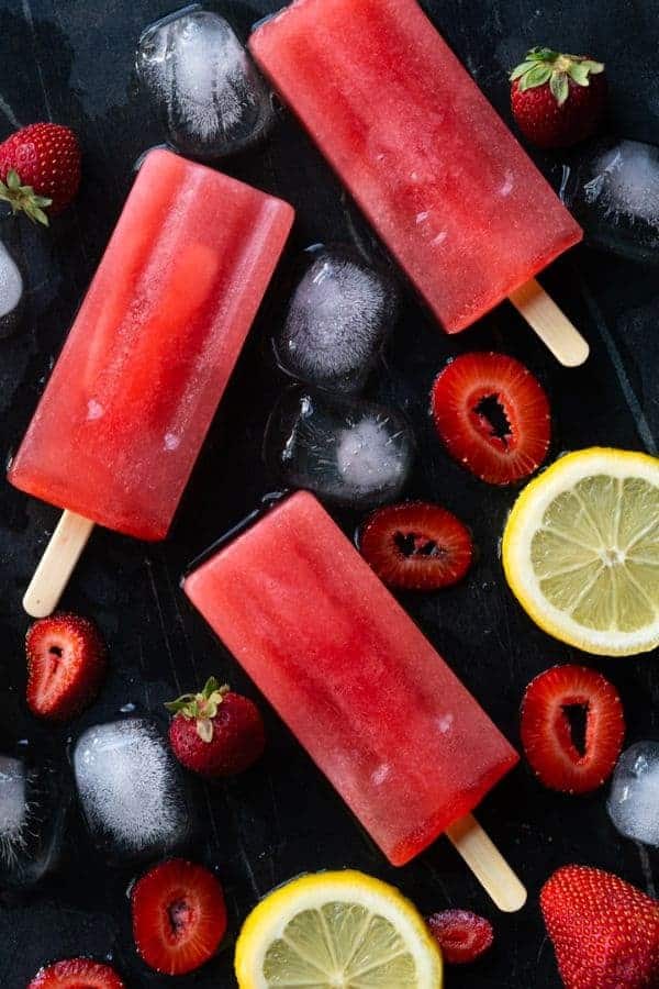 KETO STRAWBERRY LEMONADE POPSICLES