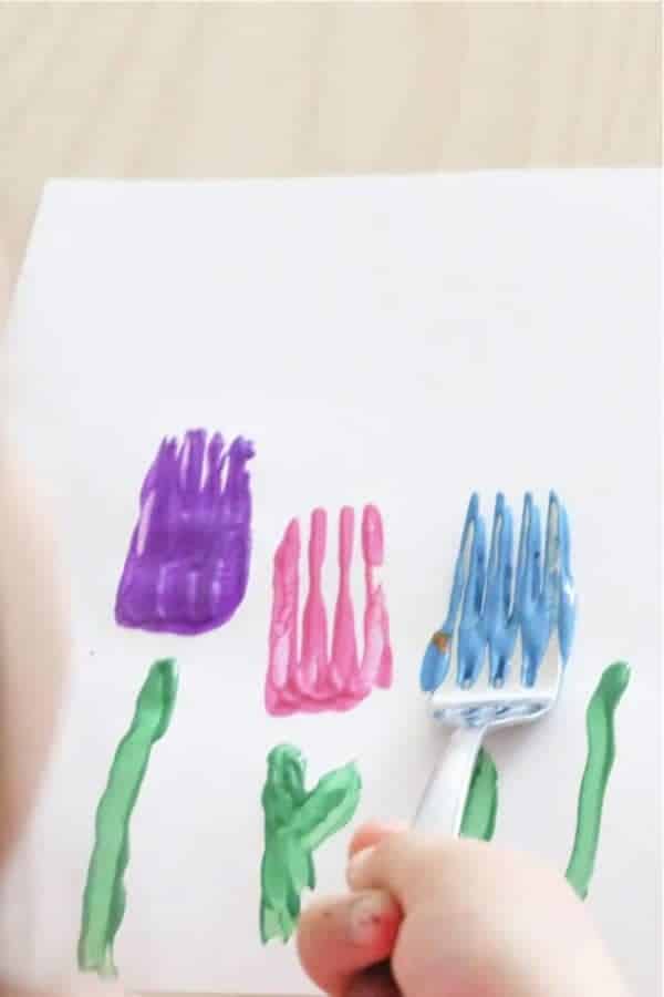 Fork Stamped Tulips Craft