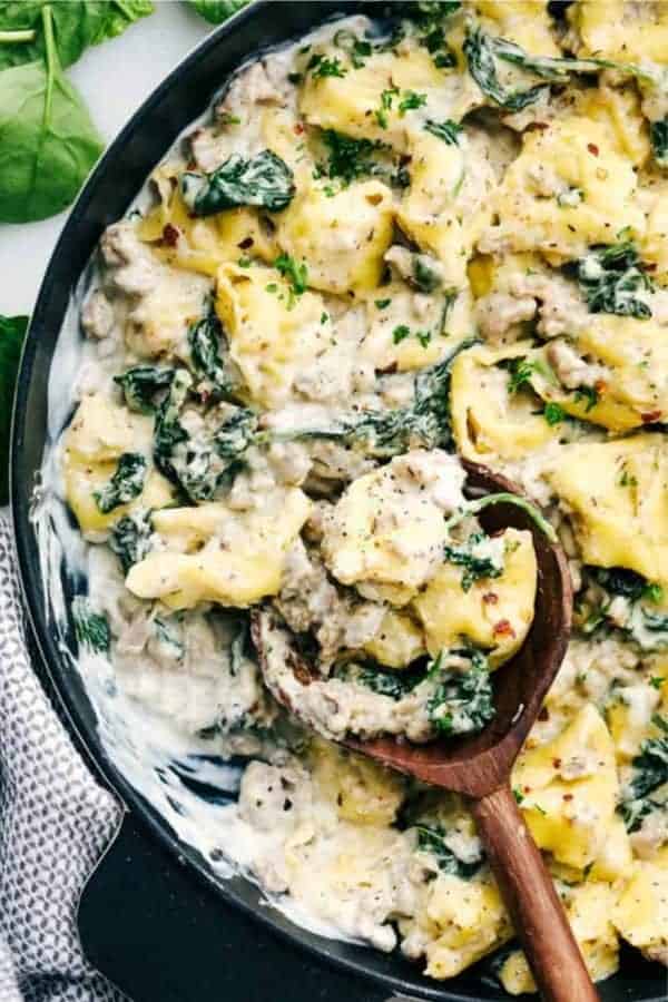 Creamy Sausage Tortellini Skillet