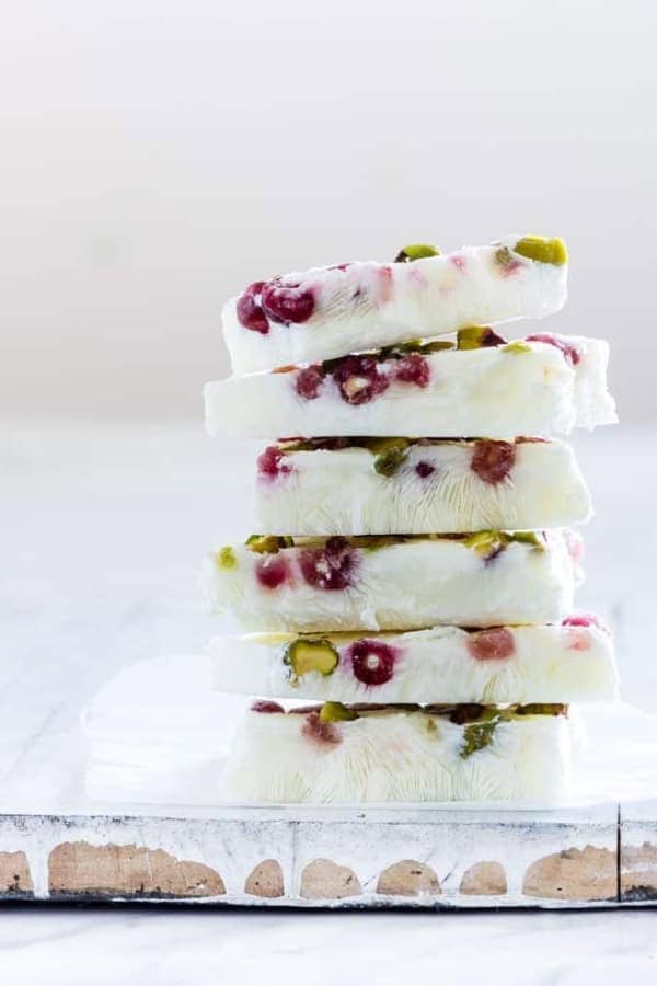 PISTACHIO & POMEGRANATE FROZEN YOGURT BARK