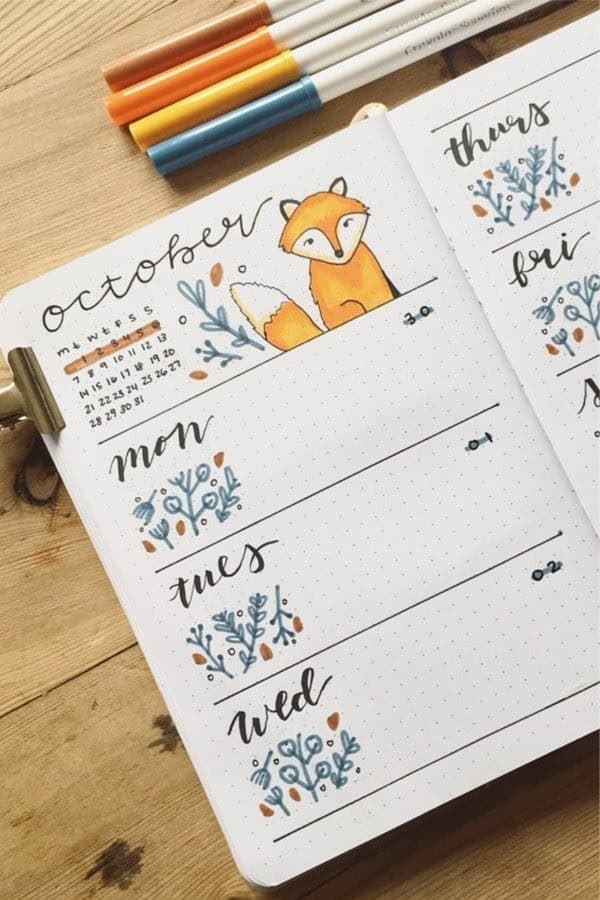 Fox Theme Weekly Spread