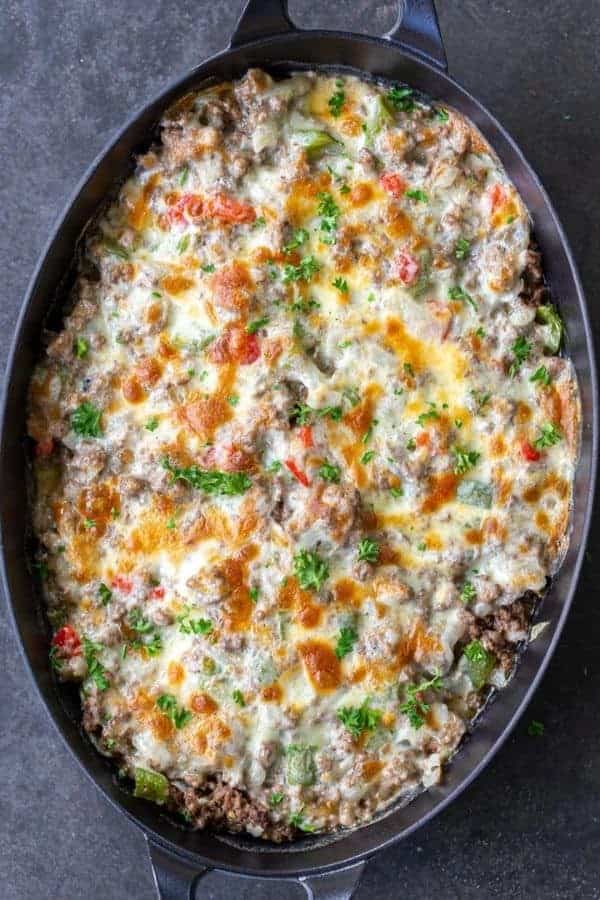 PHILLY CHEESESTEAK BREAKFAST CASSEROLE