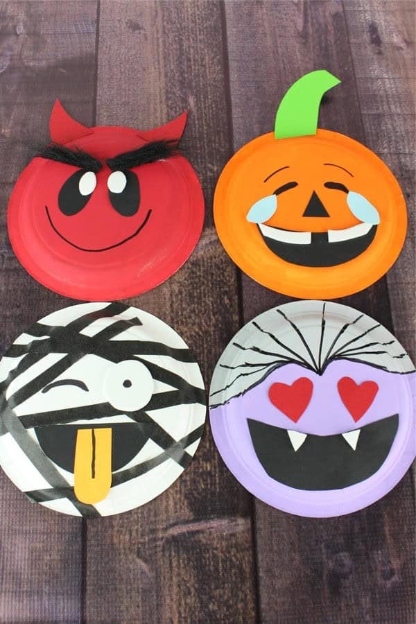 Emoji Halloween Paper Plate Crafts