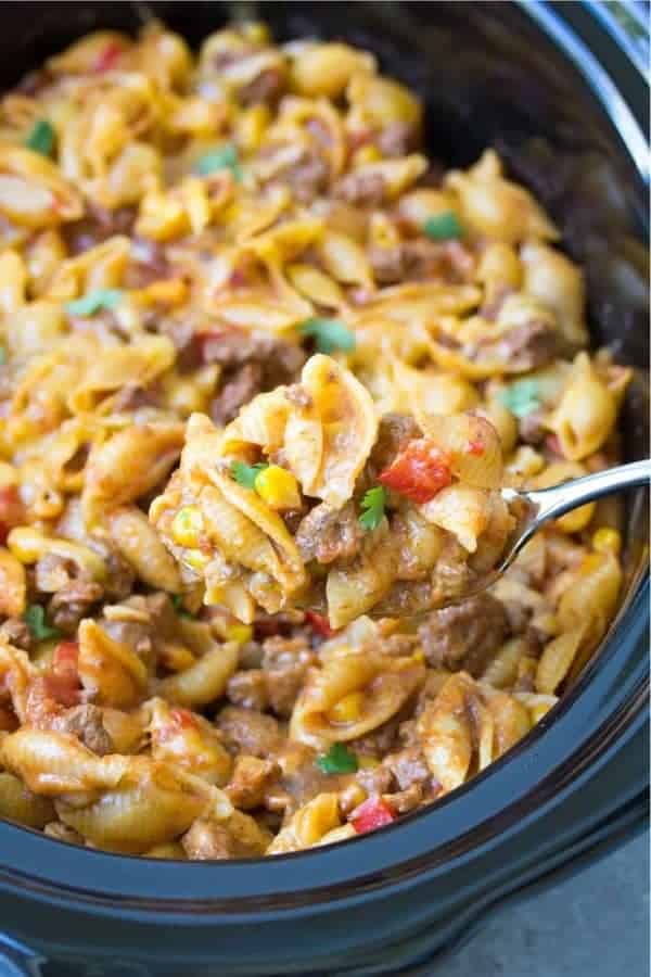 Easy Slow Cooker Taco Pasta