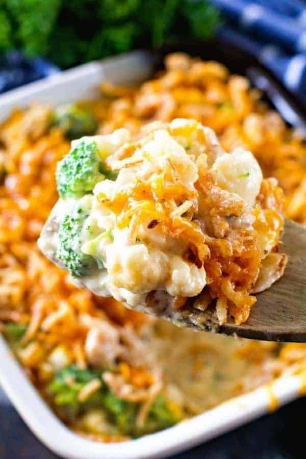 CHEESY BROCCOLI CAULIFLOWER CASSEROLE