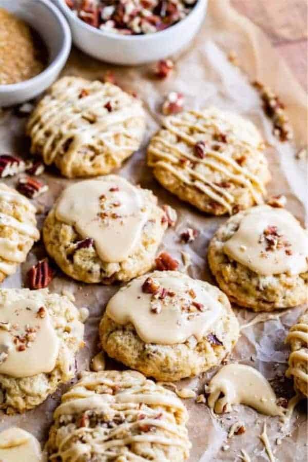 Pecan Maple Cookies with Maple Glaze