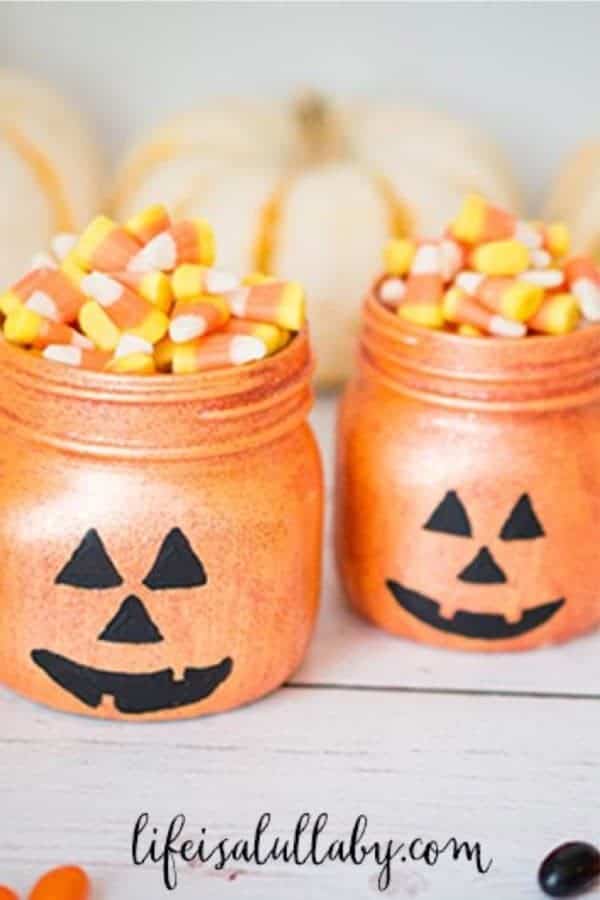 Glittery Pumpkin Mason Jars