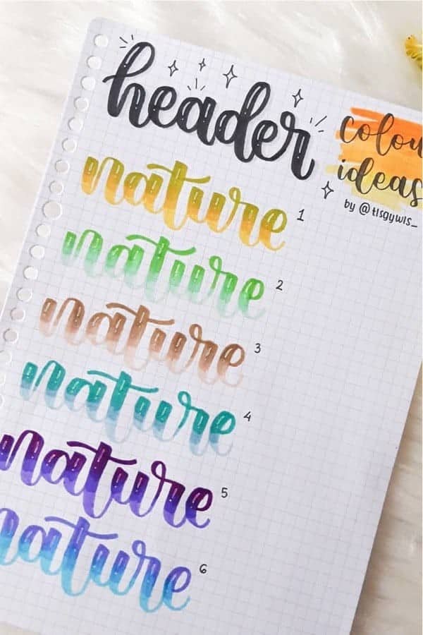 Gradient Bujo Header Examples