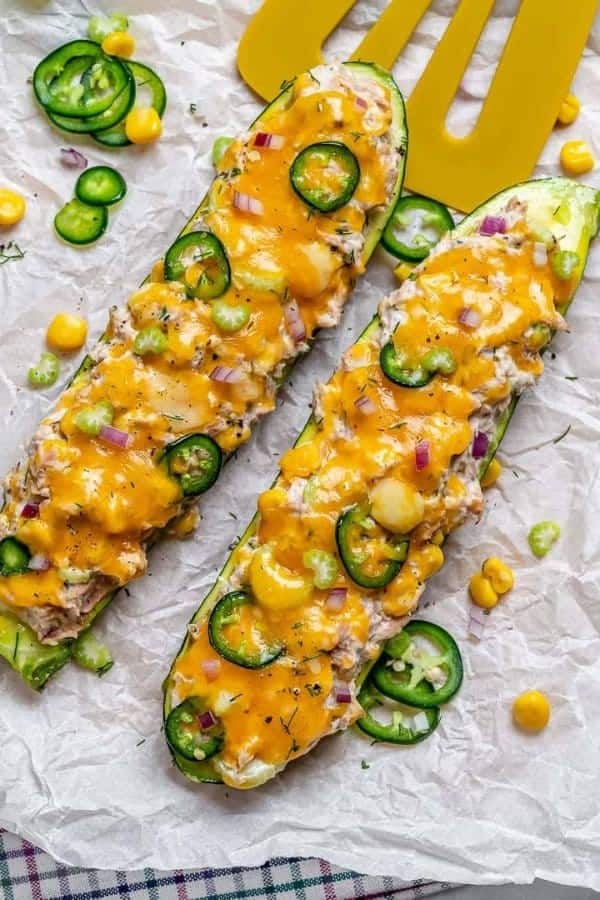 LOW-CARB TUNA MELT ZUCCHINI BOATS