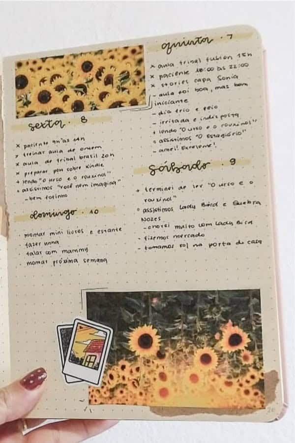 Sunflower Dot Journal Spread