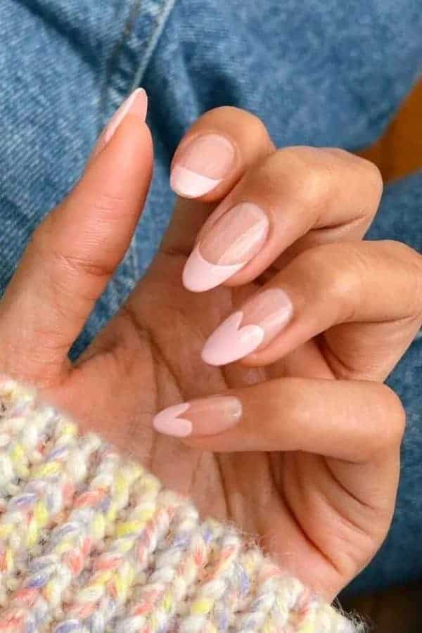 PASTEL PINK POLISH AND HEART SHAPED TIPS