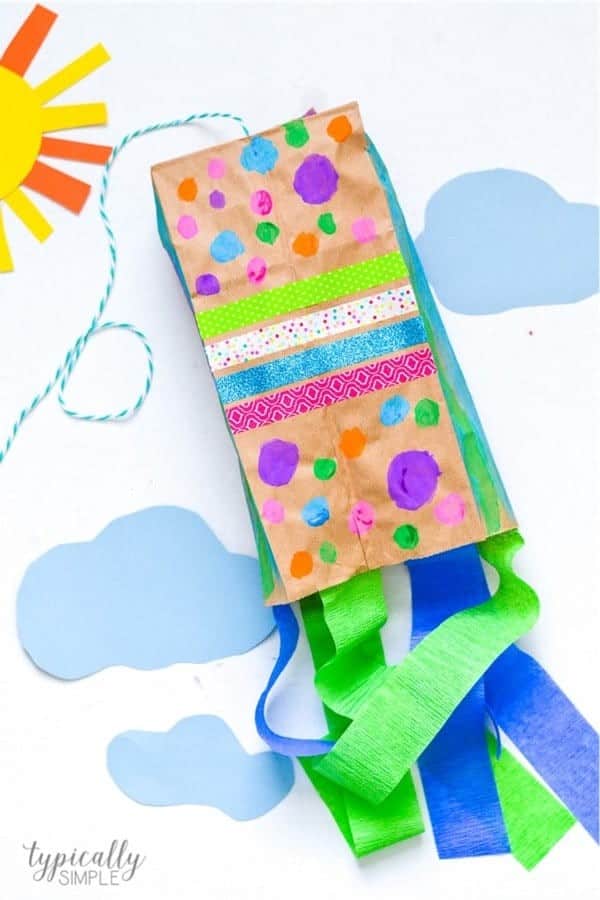 Paper Bag Kite Craft For Kids