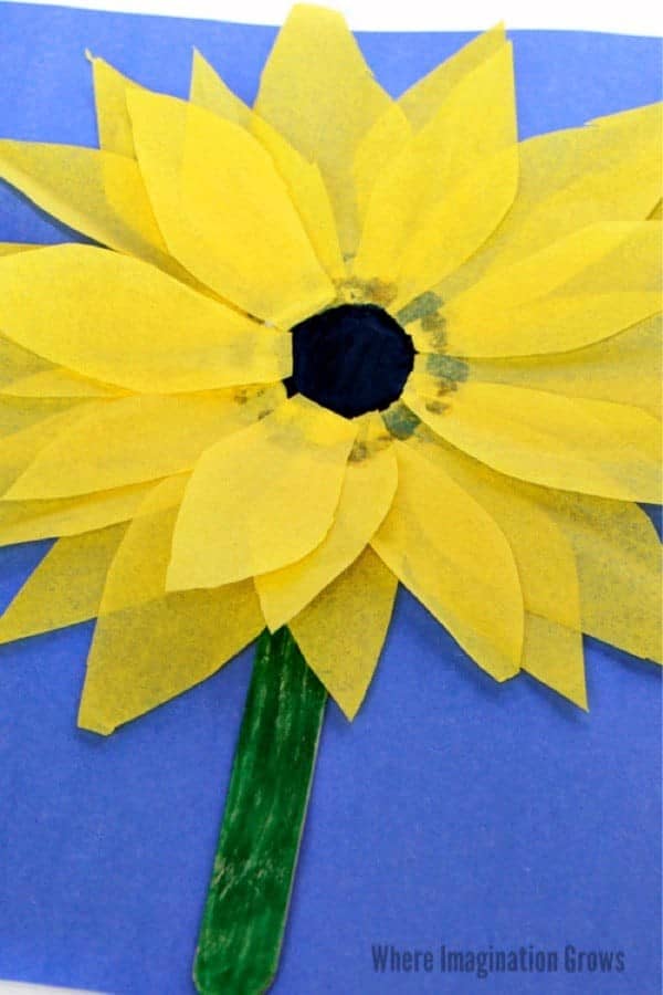 Tissue Paper Sunflower Craft for Kids