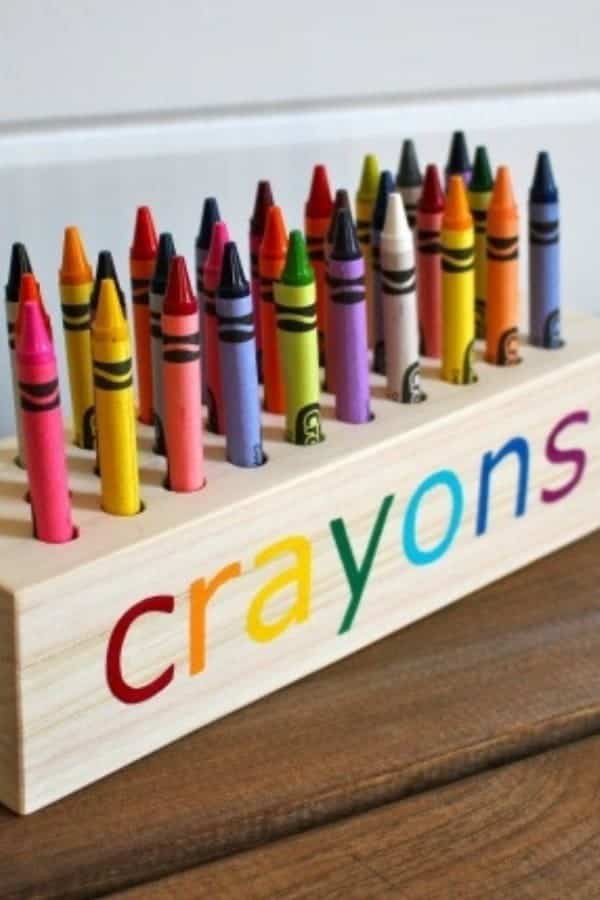 SCRAP WOOD CRAYON BLOCK HOLDER