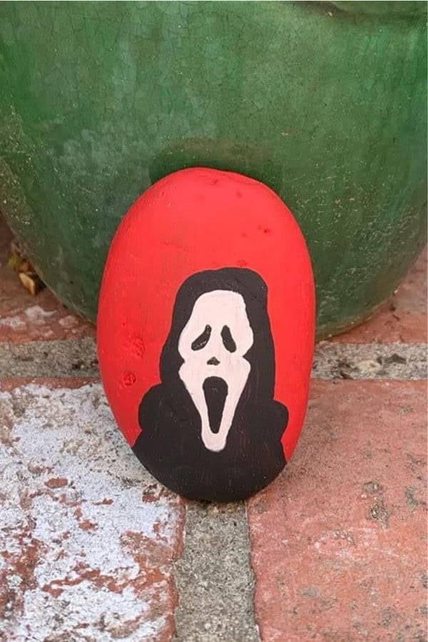 Scream Halloween Painted Pebble