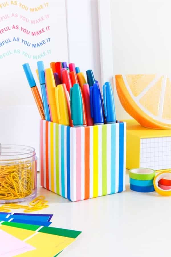 DIY Rainbow Pencil Cup