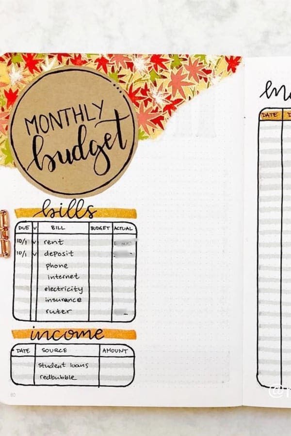 Monthly Budget Spread