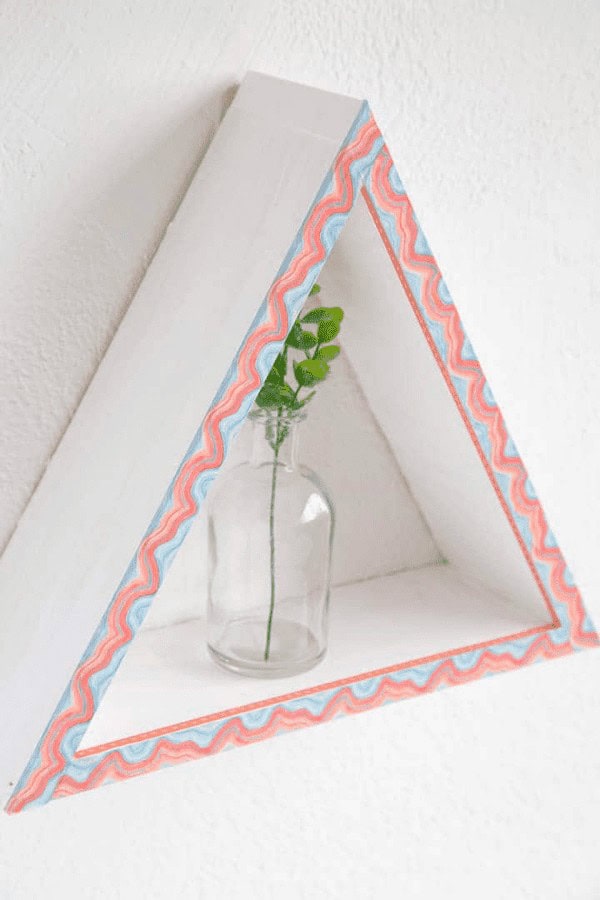 Patterned Washi Tape on Triangle Wood Shelf