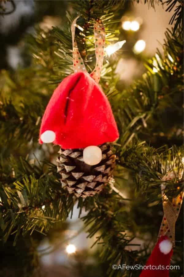 DIY Pinecone Gnome Christmas Ornaments