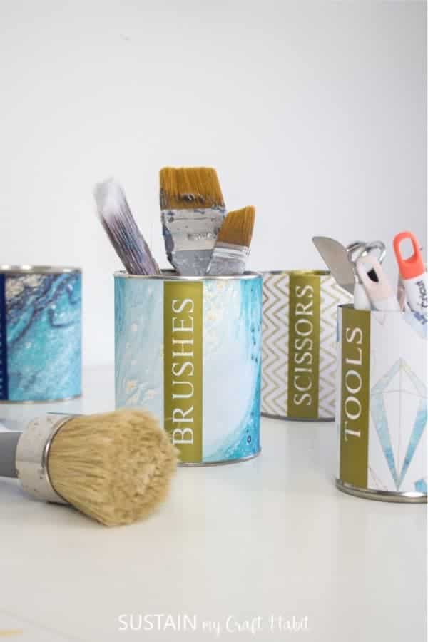 Upcycled Tin Can Craft Storage