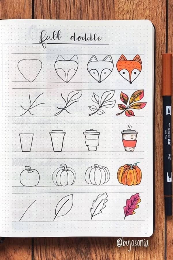 Step By Step Autumn Doodles